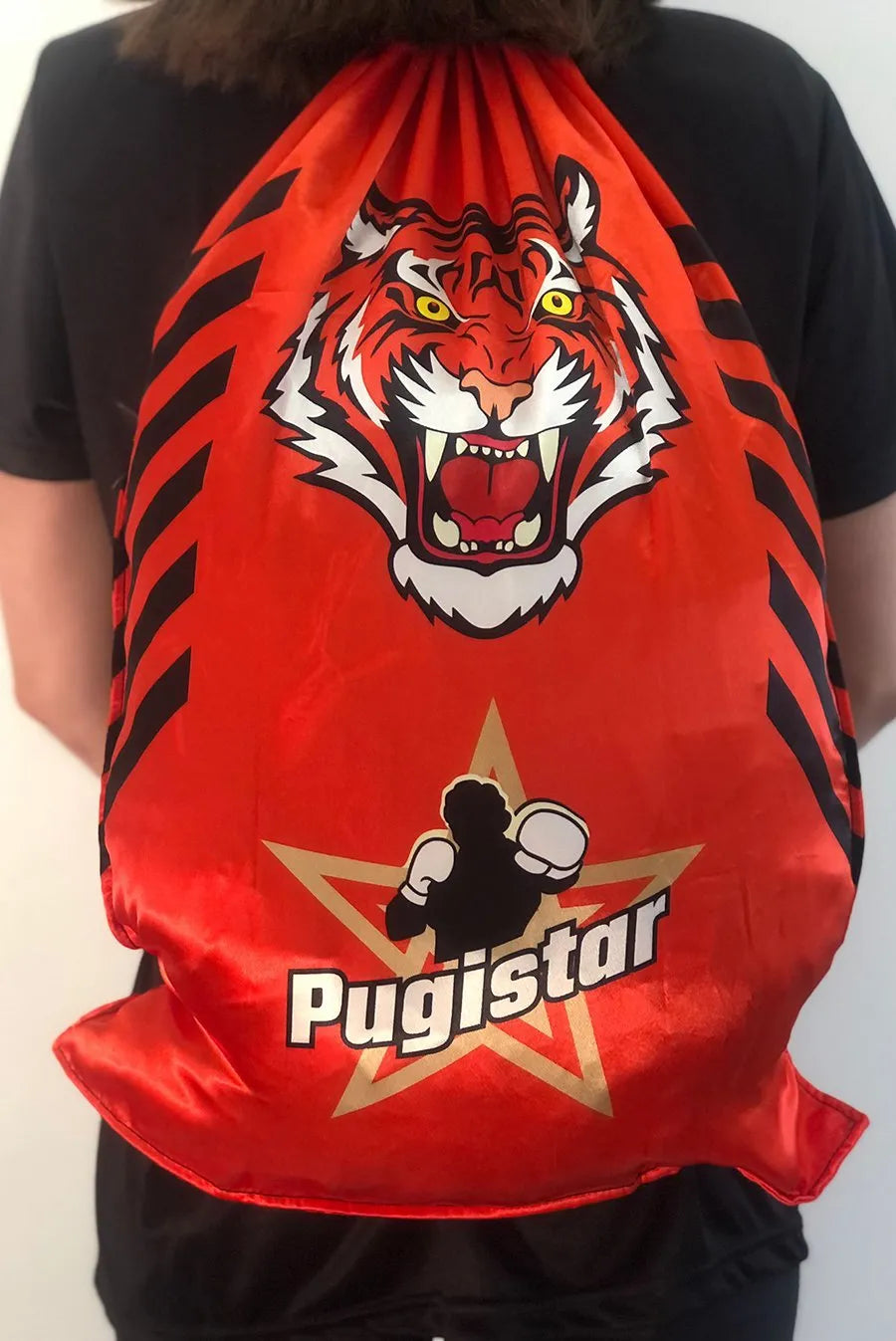 Sac à dos toile orange Tigre Pugistar, bretelles corde noire