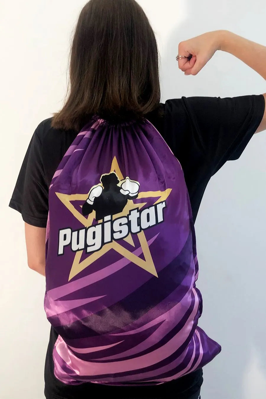 Sac à dos toile violet Pugistar, bretelles corde noire