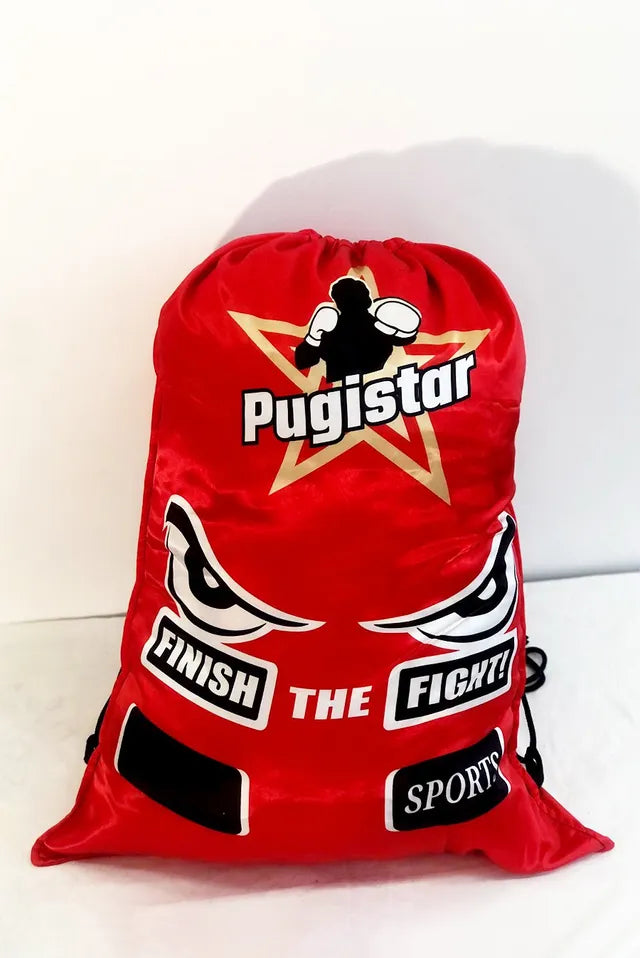 Sac à dos toile rouge Finish the Fight Pugistar, bretelles corde noire