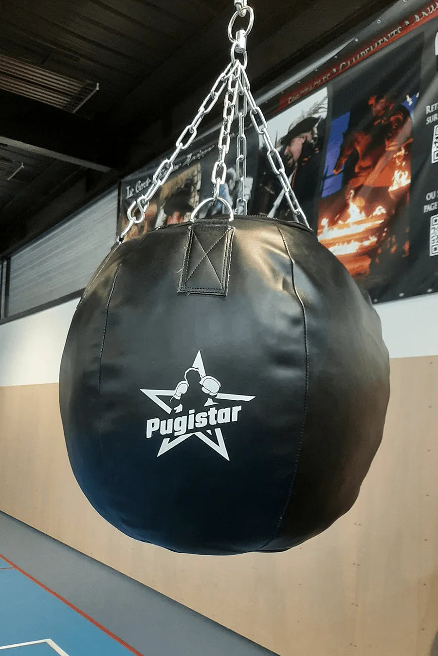 Poire à uppercut pleine cuir noire Pugistar