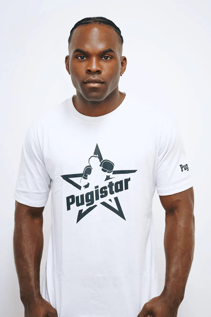 T-shirt unisexe blanc logo noir Pugistar