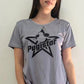 T-shirt femme gris logo Pugistar noir