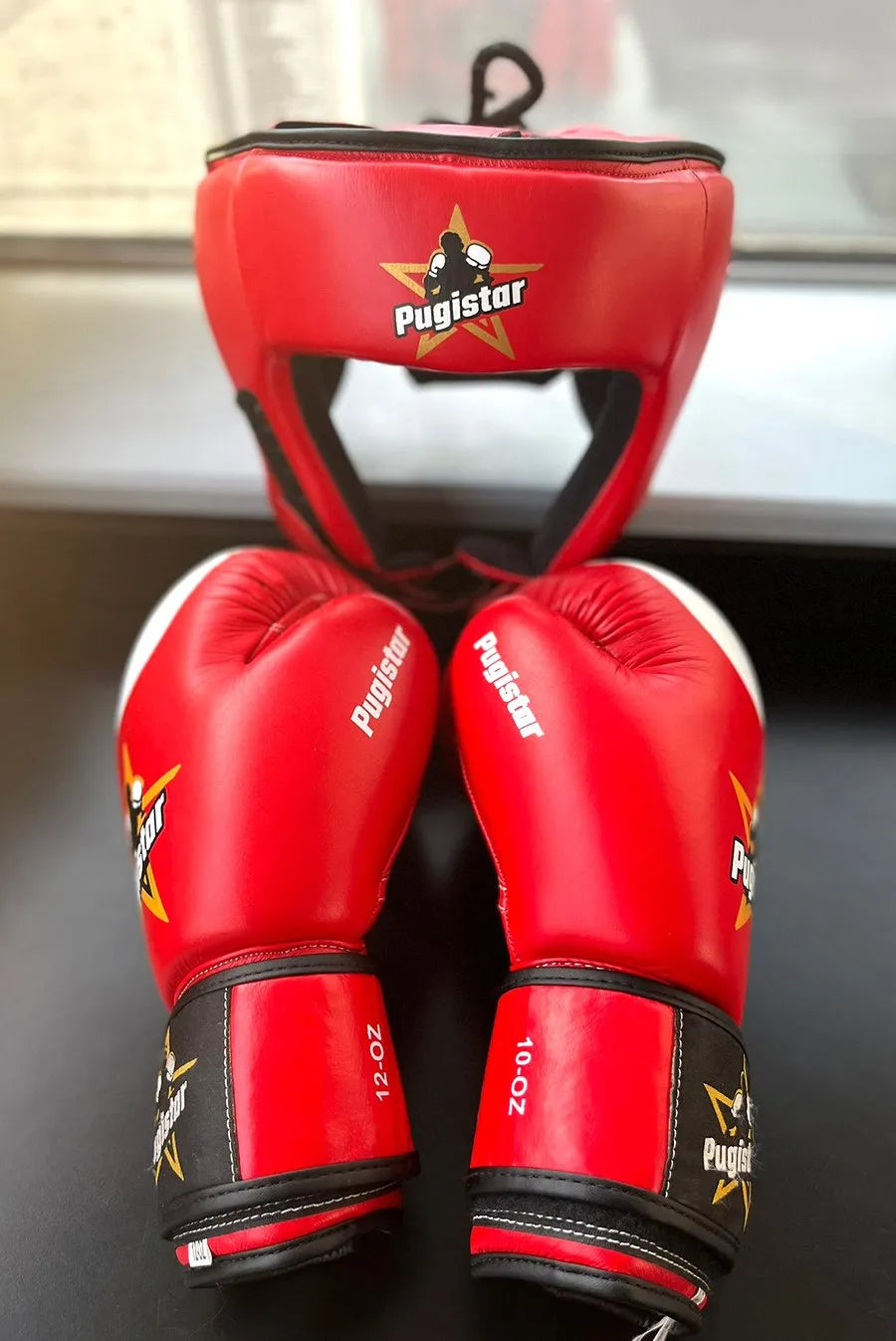 Ensemble compétition paire de gants cuir & casque Pugistar