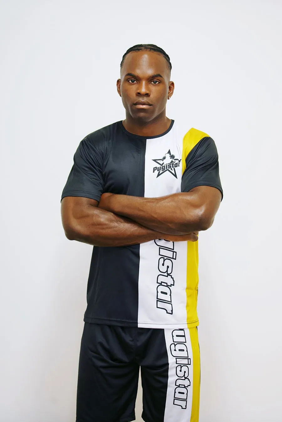 Ensemble short + tee-shirt Homme noir, blanc et Or